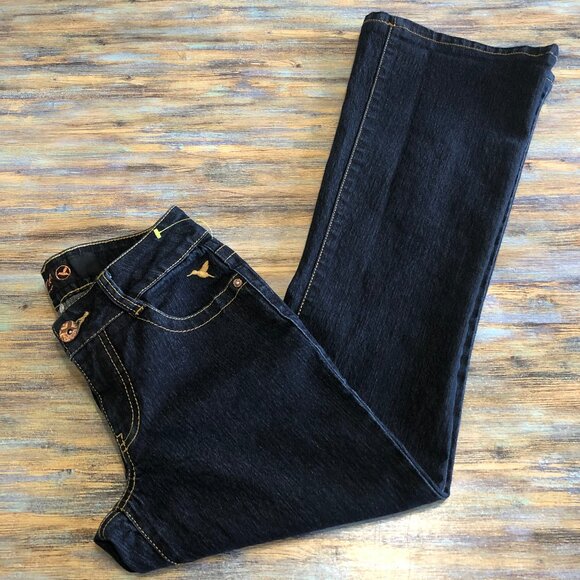 Grane Jeans Make a Statement Low Rise Flare Dark Wash Blue Womens Size 0 Junior - Picture 13 of 16